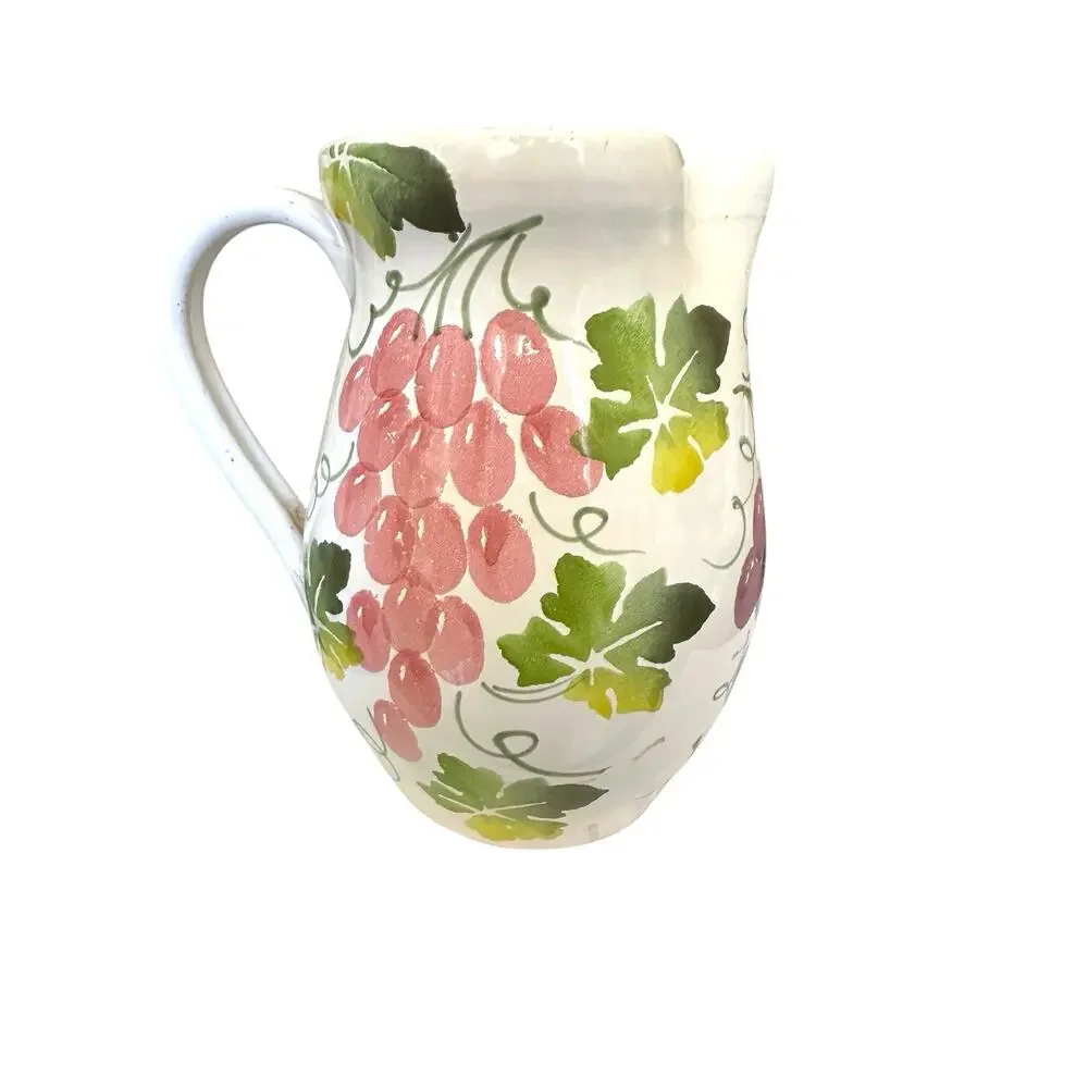Vintage Pier 1 Earthenware Lemonade Ice Tea Pitcher Jug with Handle
